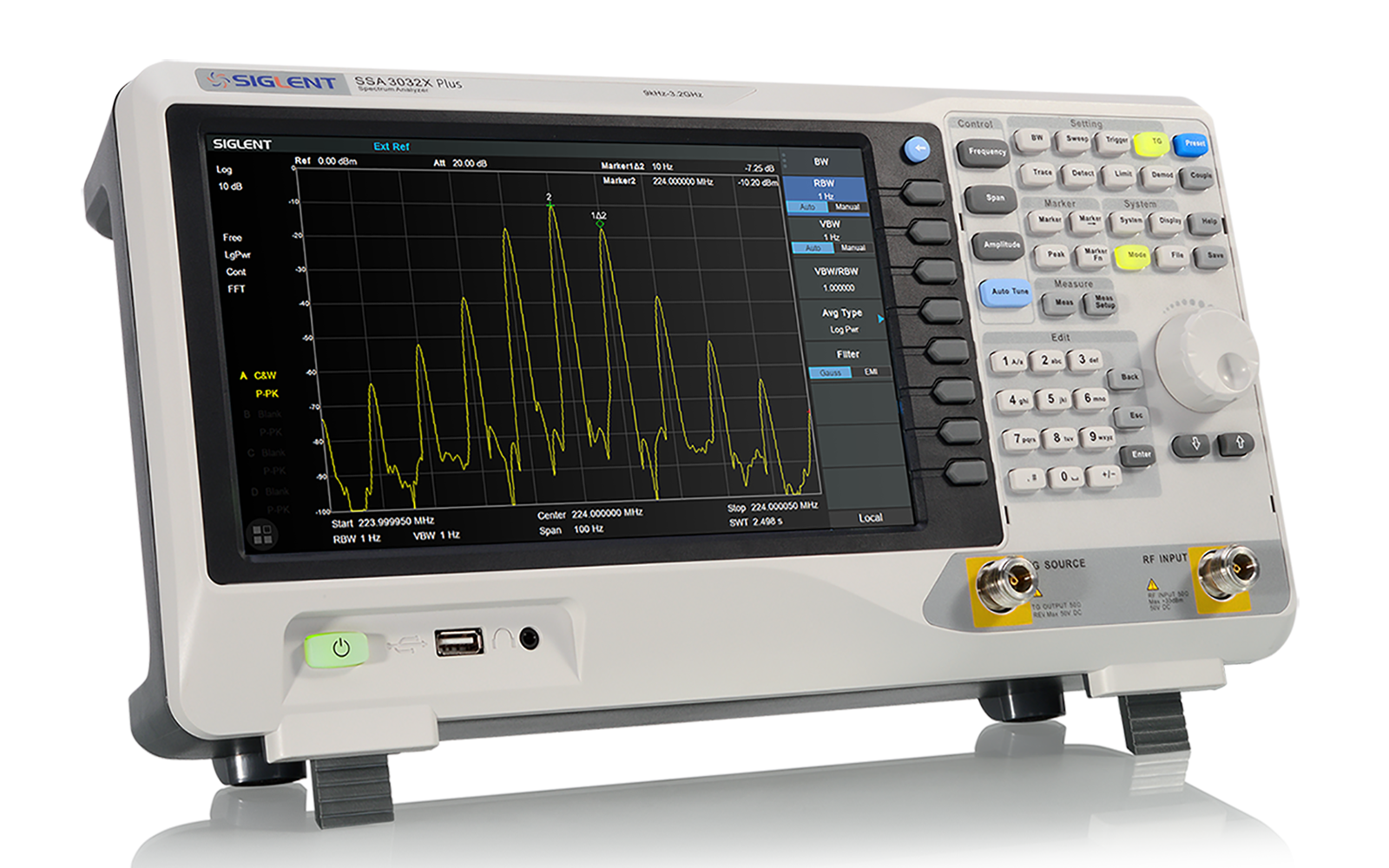 SIGLENT SSA3000X Plus spectrum analyzer measurement display